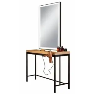 Industrie Spiegel Holz und LED