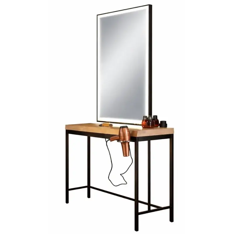 Industrie Spiegel Holz und LED
