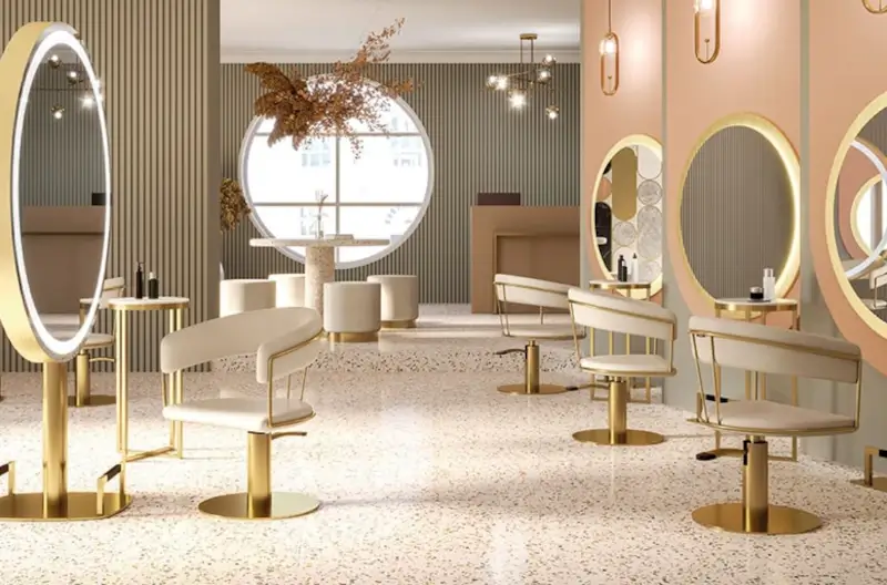 Friseurstuhl-Posh-Friseureinrichtung-Gold